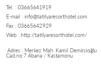Tatilya Resort Hotel iletiim bilgileri